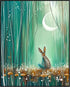 Posterizer 1 pcs-whimsical surreal forest scene with little bunny in moonlight 3-Fantasy & Fiction Art-Art for Animal Lovers-Gift for Daughter, So...